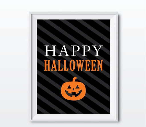 Black & Orange Classic Halloween Party Signs-Set of 1-Andaz Press-Happy Halloween-
