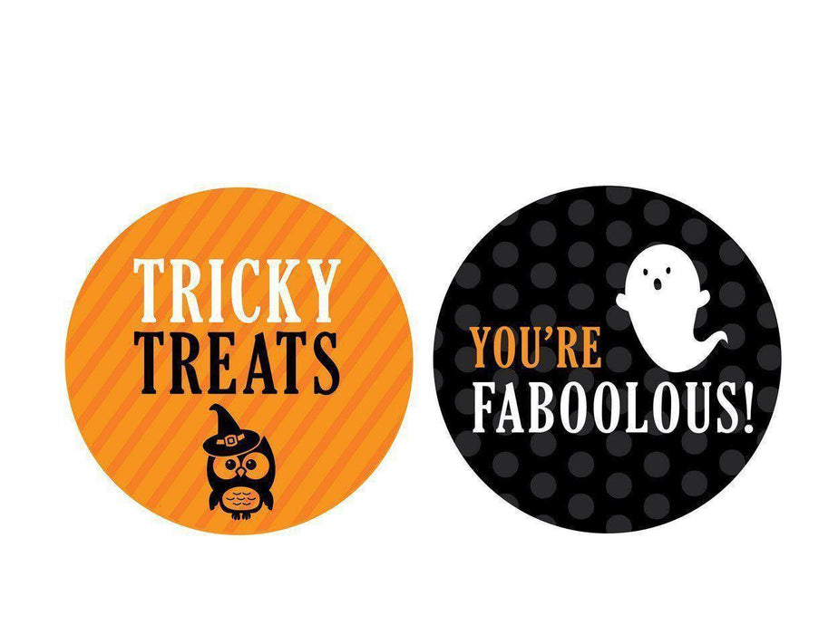 Black & Orange Halloween Thank You Circle Label Stickers-Set of 40-Andaz Press-Thank You-