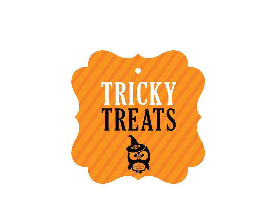 Black & Orange Halloween Thank You Fancy Gift Tags-Set of 24-Andaz Press-Tricky Treats-