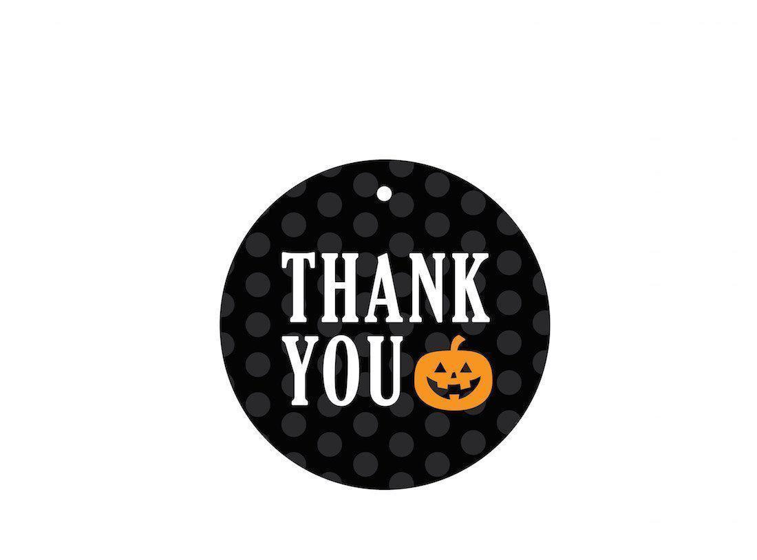 Black & Orange Halloween Thank You Round Gift Tags-Set of 24-Andaz Press-Thank You-