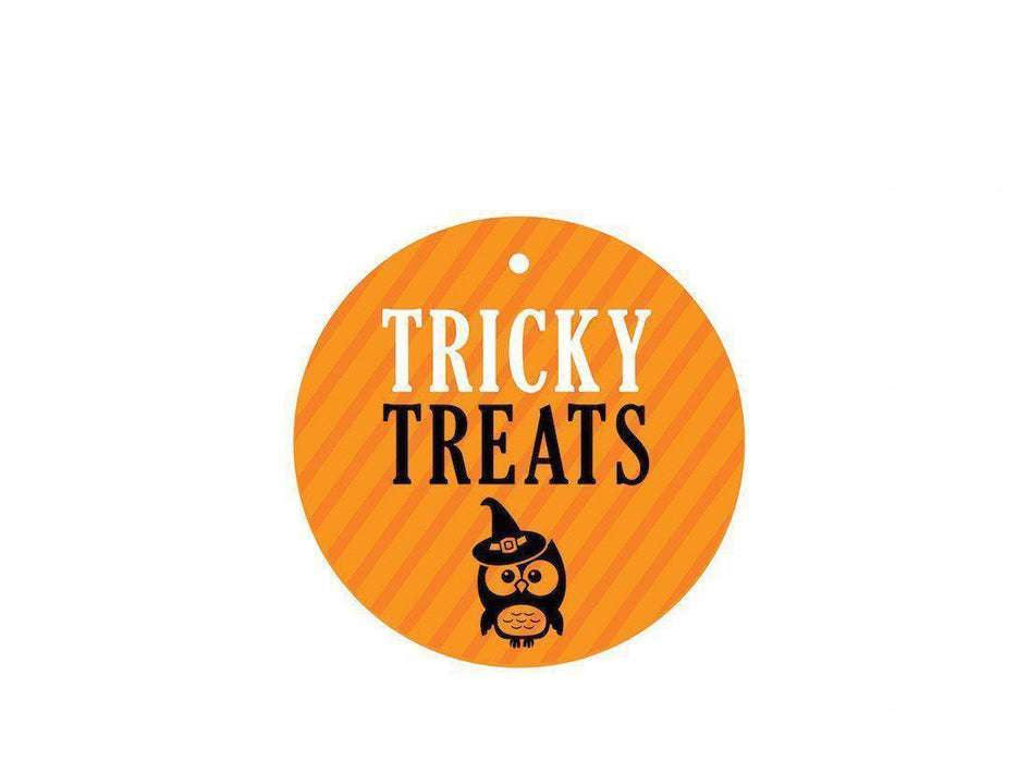 Black & Orange Halloween Thank You Round Gift Tags-Set of 24-Andaz Press-Tricky Treats-