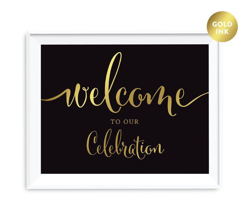 Black and Metallic Gold Baby Shower Signs-Set of 1-Andaz Press-Please Leave Your Wishes for the New Mom & Dad-