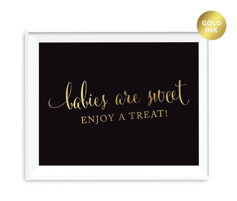 Black and Metallic Gold Baby Shower Signs-Set of 1-Andaz Press-Please Leave Your Wishes for the New Mom & Dad-