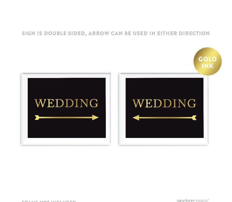Black and Metallic Gold Wedding Direction Signs-Set of 1-Andaz Press-Restrooms-