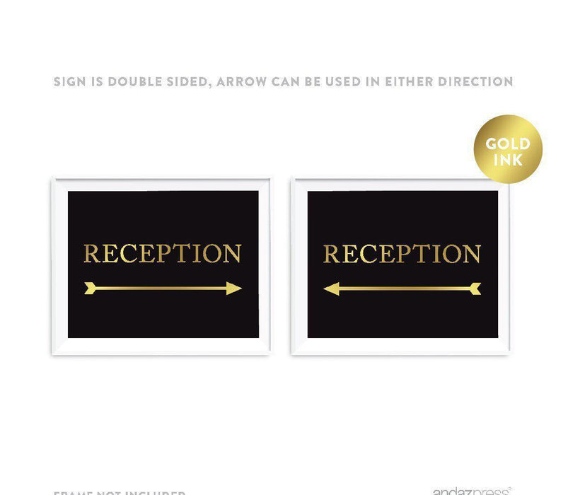 Black and Metallic Gold Wedding Direction Signs-Set of 1-Andaz Press-Restrooms-