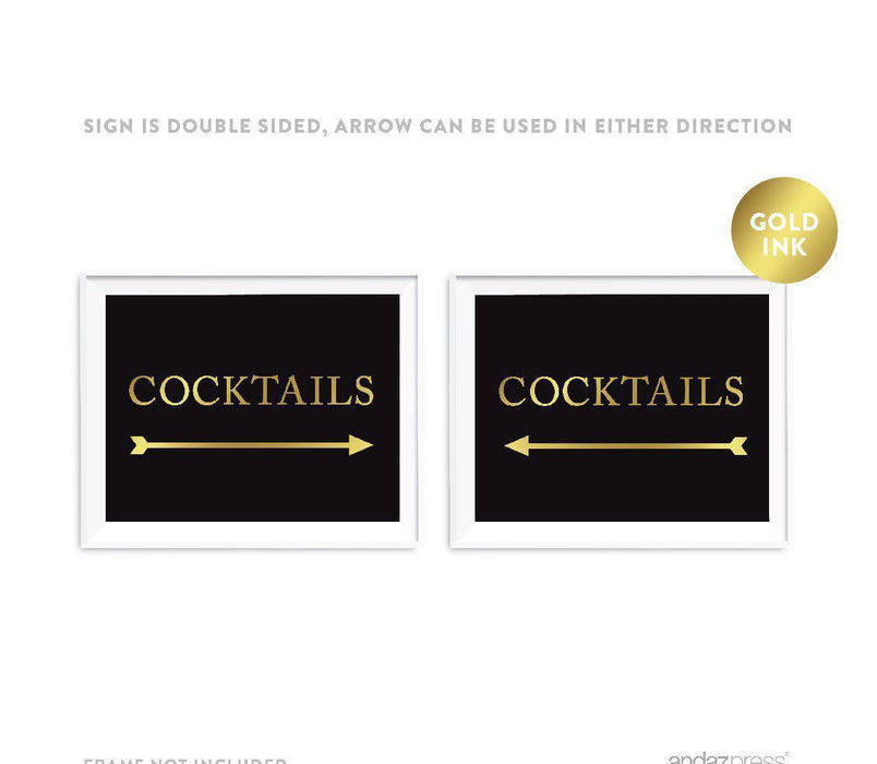 Black and Metallic Gold Wedding Direction Signs-Set of 1-Andaz Press-Restrooms-