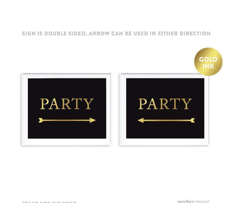 Black and Metallic Gold Wedding Direction Signs-Set of 1-Andaz Press-Restrooms-