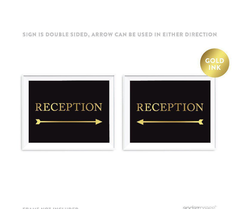 Black and Metallic Gold Wedding Direction Signs-Set of 1-Andaz Press-Reception-