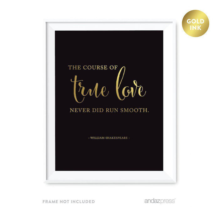 Black and Metallic Gold Wedding Love Quotes Wall Art Print-Set of 1-Andaz Press-Every heart sings a song, Incomplete-