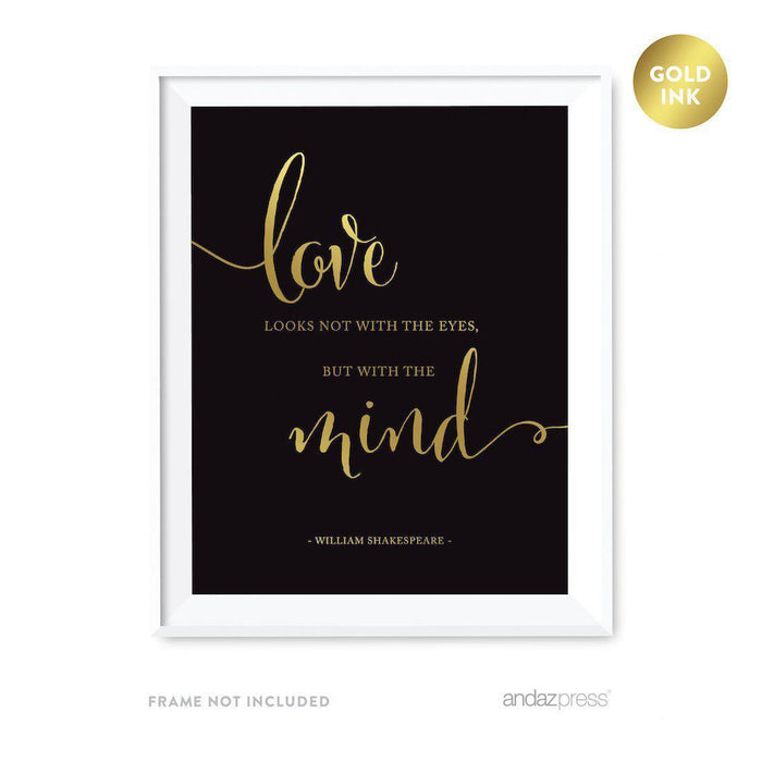 Black and Metallic Gold Wedding Love Quotes Wall Art Print-Set of 1-Andaz Press-Every heart sings a song, Incomplete-