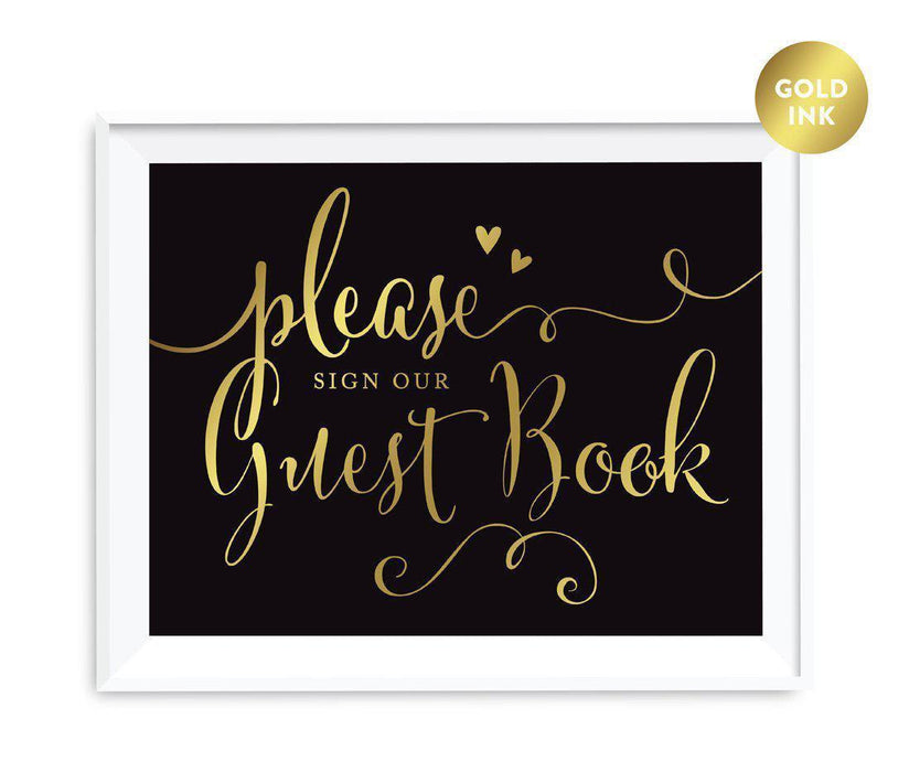 Black and Metallic Gold Wedding Signs-Set of 1-Andaz Press-Mr. & Mrs.-