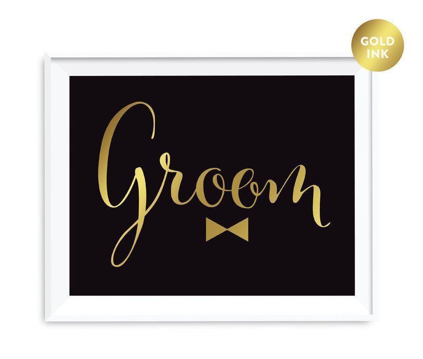 Black and Metallic Gold Wedding Signs-Set of 1-Andaz Press-Mr. & Mrs.-