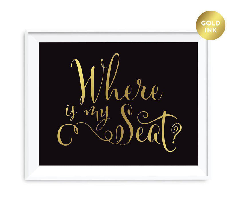 Black and Metallic Gold Wedding Signs-Set of 1-Andaz Press-Mr. & Mrs.-