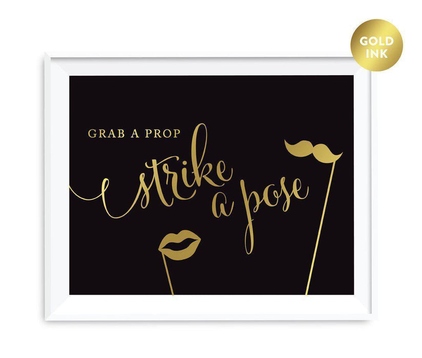 Black and Metallic Gold Wedding Signs-Set of 1-Andaz Press-Mr. & Mrs.-