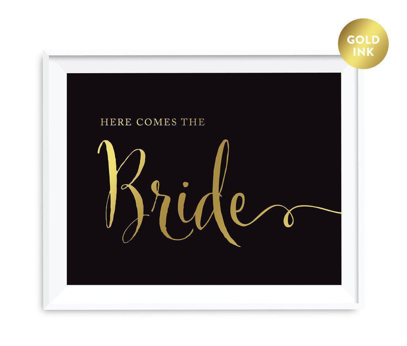 Black and Metallic Gold Wedding Signs-Set of 1-Andaz Press-Mr. & Mrs.-