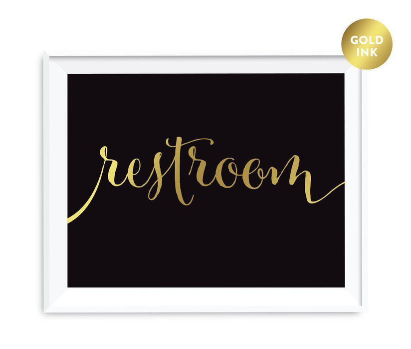 Black and Metallic Gold Wedding Signs-Set of 1-Andaz Press-Mr. & Mrs.-