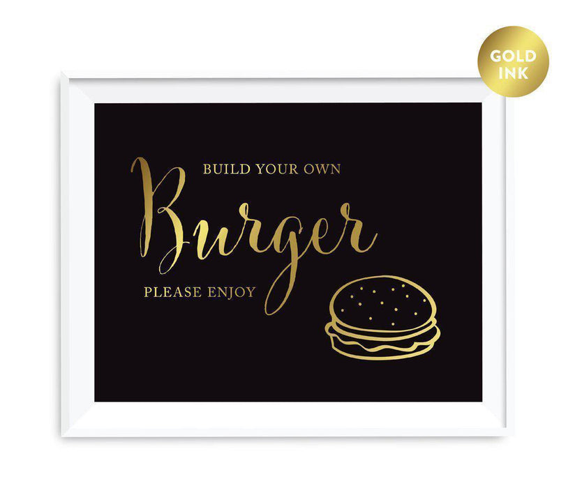 Black and Metallic Gold Wedding Signs-Set of 1-Andaz Press-Build Your Own Burger-