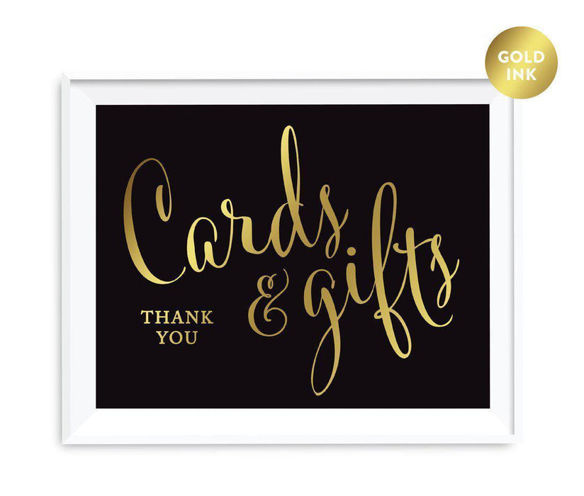 Black and Metallic Gold Wedding Signs-Set of 1-Andaz Press-Cards & Gifts Thank You-