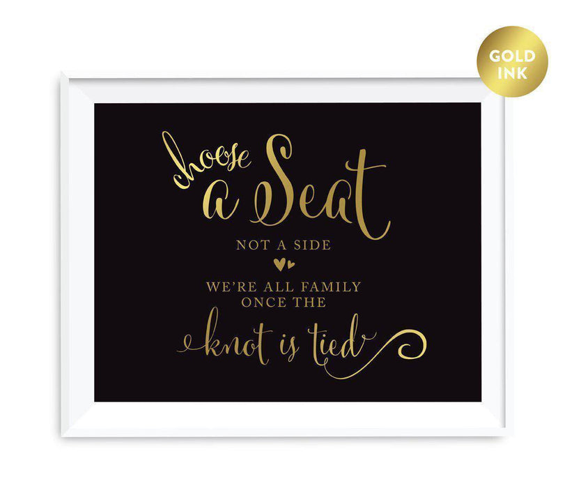 Black and Metallic Gold Wedding Signs-Set of 1-Andaz Press-Choose A Seat, Not A Side-