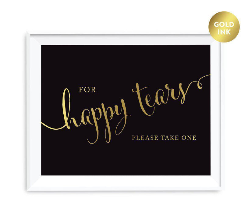 Black and Metallic Gold Wedding Signs-Set of 1-Andaz Press-For Happy Tears-