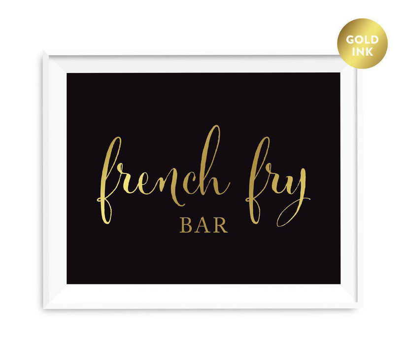 Black and Metallic Gold Wedding Signs-Set of 1-Andaz Press-French Fry Potato Bar-