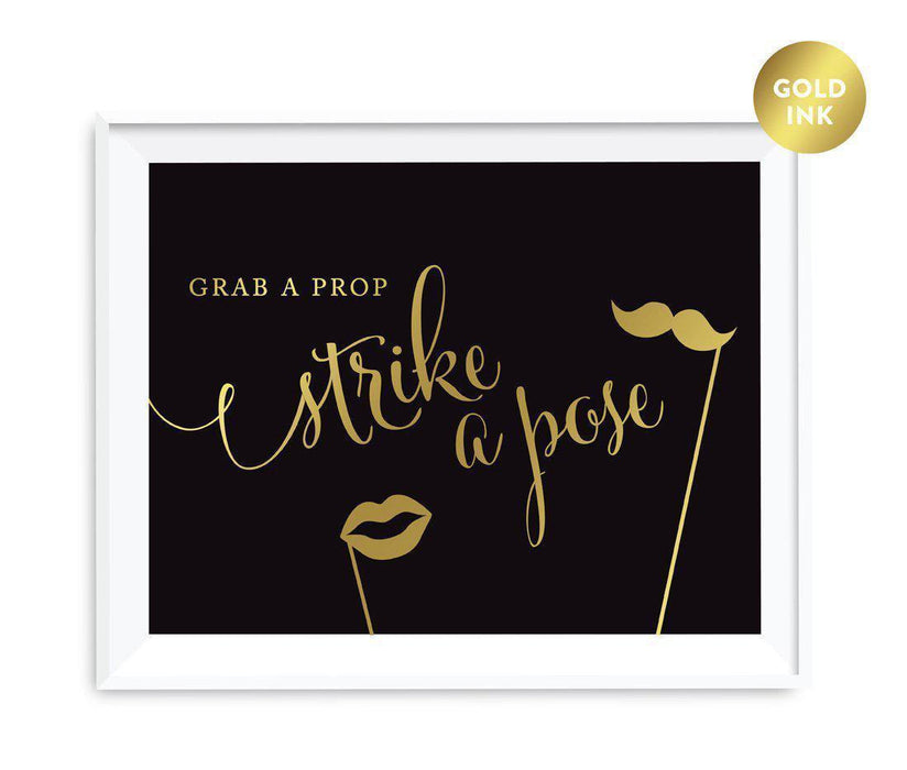 Black and Metallic Gold Wedding Signs-Set of 1-Andaz Press-Grab a Prop & Strike a Pose Photobooth-