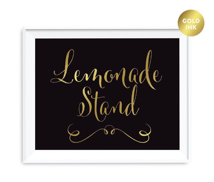 Black and Metallic Gold Wedding Signs-Set of 1-Andaz Press-Lemonade Stand-