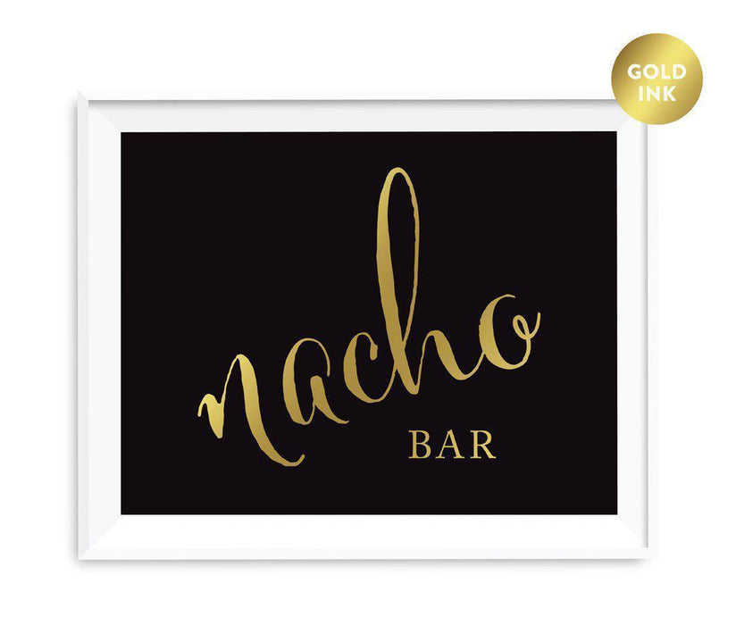 Black and Metallic Gold Wedding Signs-Set of 1-Andaz Press-Nacho Bar-