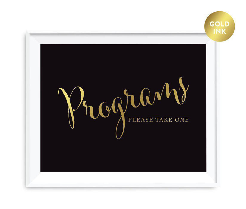 Black and Metallic Gold Wedding Signs-Set of 1-Andaz Press-Programs, Please Take One-
