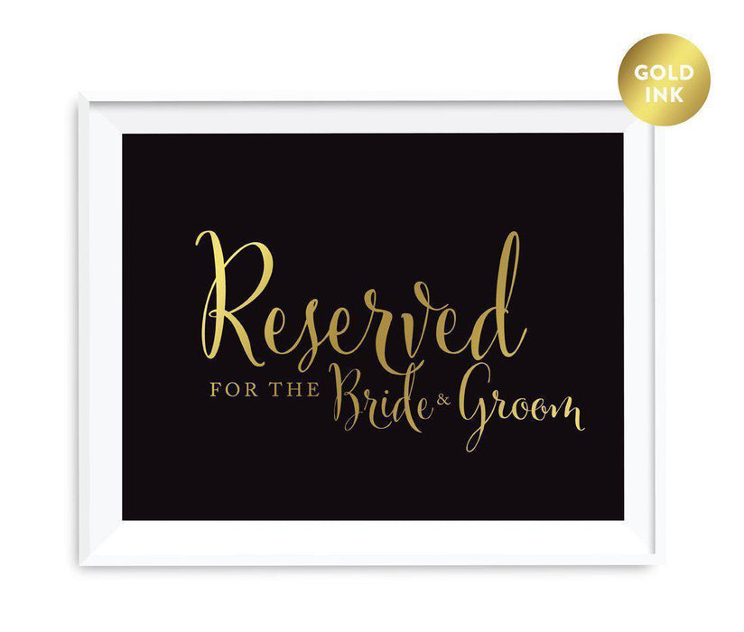 Black and Metallic Gold Wedding Signs-Set of 1-Andaz Press-Reserved For The Bride & Groom-