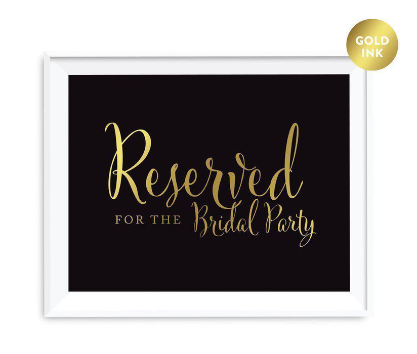 Black and Metallic Gold Wedding Signs-Set of 1-Andaz Press-Reserved For The Bride's Family-