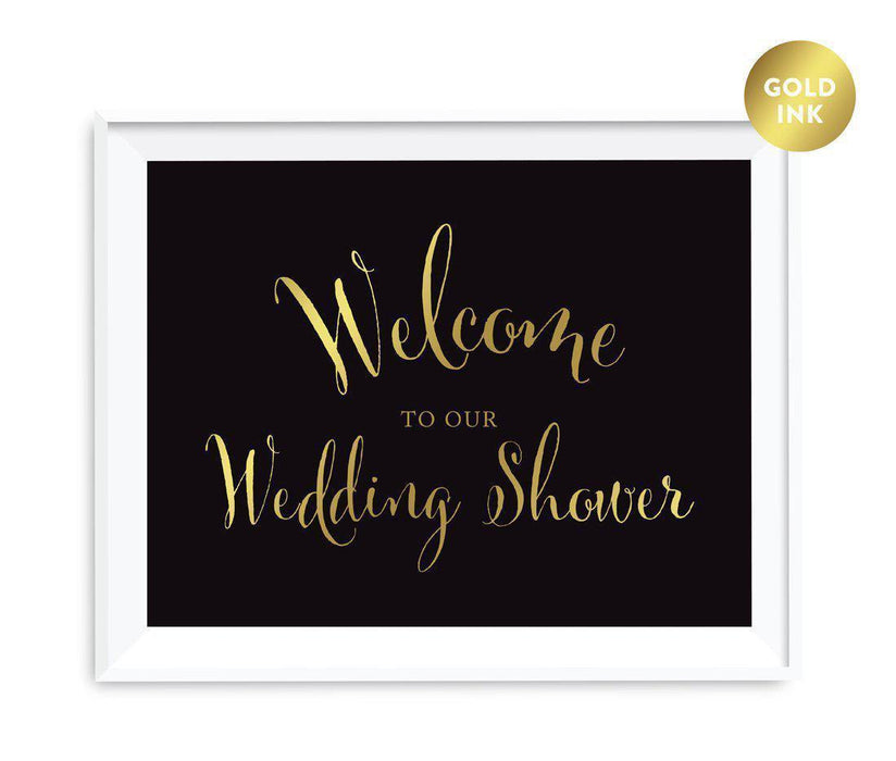 Black and Metallic Gold Wedding Signs-Set of 1-Andaz Press-Welcome To Our Wedding Shower-