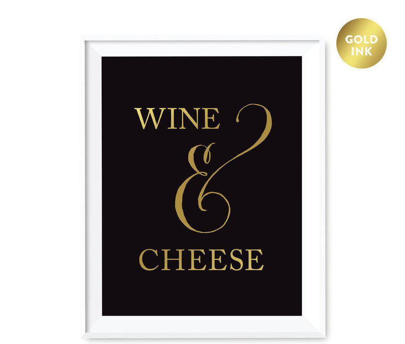 Black and Metallic Gold Wedding Signs-Set of 1-Andaz Press-Wine and Cheese-