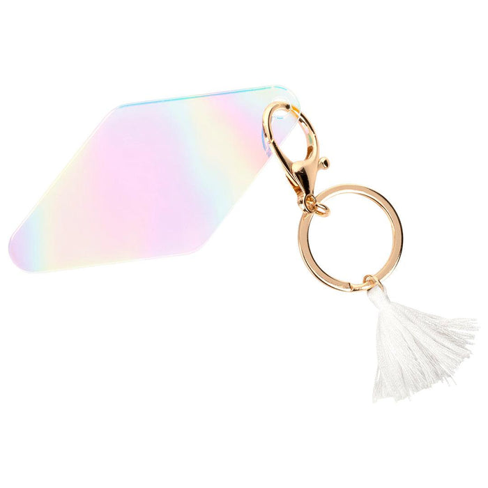 Blank Iridescent Acrylic Retro Motel Keychains-Andaz Press-Set of 12-