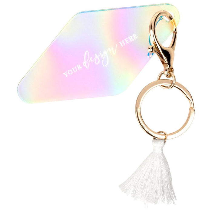 Blank Iridescent Acrylic Retro Motel Keychains-Andaz Press-Set of 12-