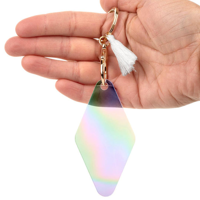 Blank Iridescent Acrylic Retro Motel Keychains-Andaz Press-Set of 12-