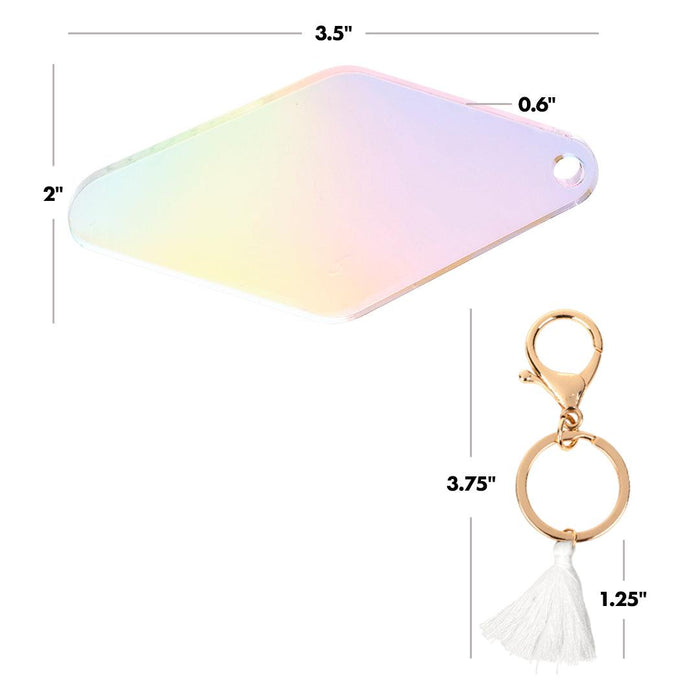 Blank Iridescent Acrylic Retro Motel Keychains-Andaz Press-Set of 12-