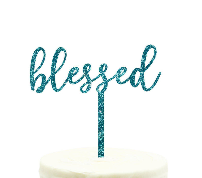 Blessed Baptism Glitter Acrylic Cake Toppers-Set of 1-Andaz Press-Gold-