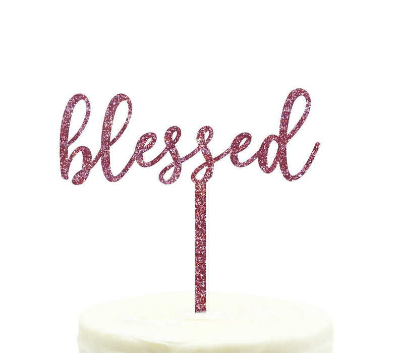 Blessed Baptism Glitter Acrylic Cake Toppers-Set of 1-Andaz Press-Pink-