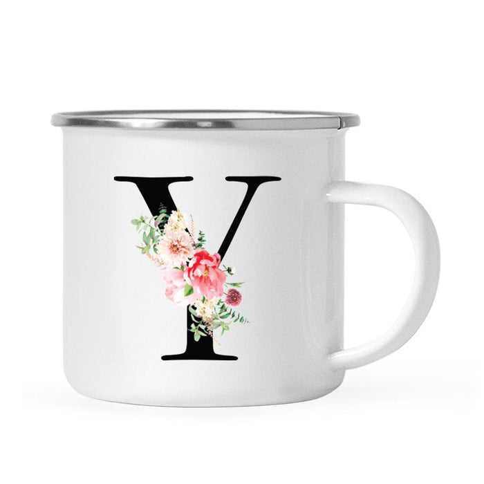 Blush Floral Monogram Campfire Coffee Mug-Set of 1-Andaz Press-Letter A-