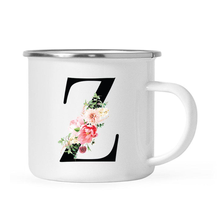 Blush Floral Monogram Campfire Coffee Mug-Set of 1-Andaz Press-Letter A-