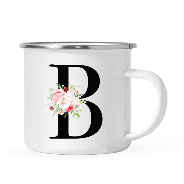 Blush Floral Monogram Campfire Coffee Mug-Set of 1-Andaz Press-Letter B-