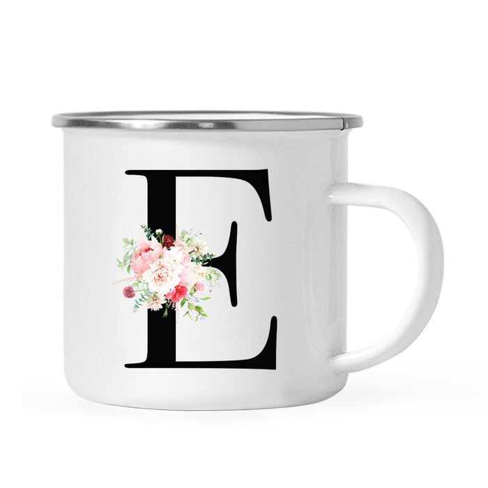Blush Floral Monogram Campfire Coffee Mug-Set of 1-Andaz Press-Letter E-