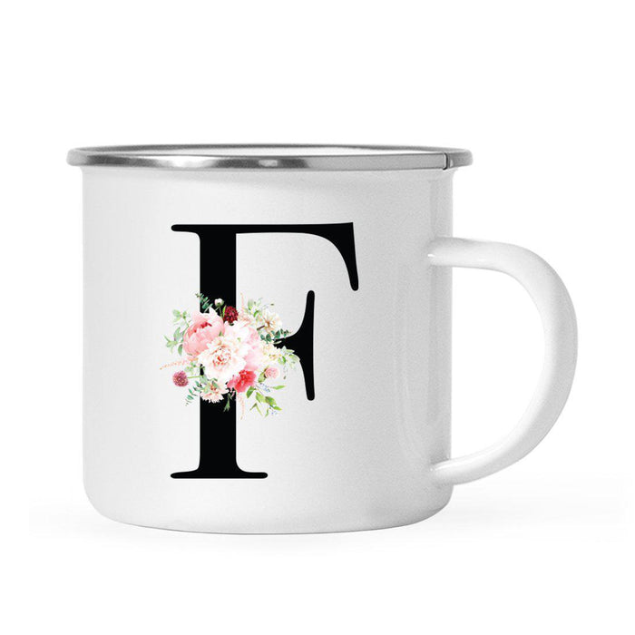 Blush Floral Monogram Campfire Coffee Mug-Set of 1-Andaz Press-Letter F-