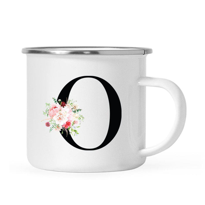 Blush Floral Monogram Campfire Coffee Mug-Set of 1-Andaz Press-Letter O-