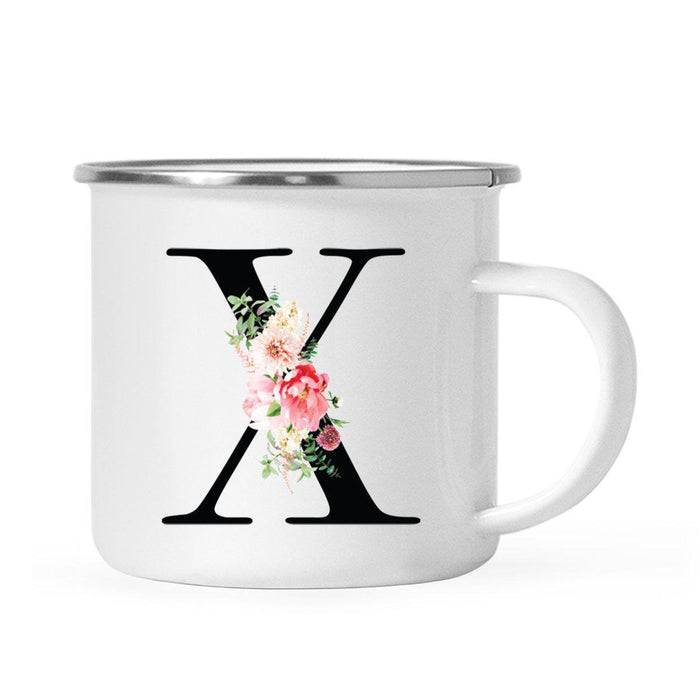 Blush Floral Monogram Campfire Coffee Mug-Set of 1-Andaz Press-Letter X-