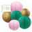 Blush Pink, Emerald Green, Gold Hanging Paper Lanterns Decorative Kit-Set of 6-Andaz Press-