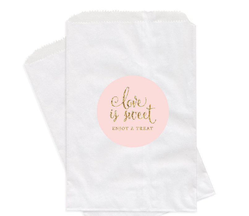 Blush Pink Gold Glitter Love is Sweet Enjoy a Treat Favor Bags-Set of 24-Andaz Press-