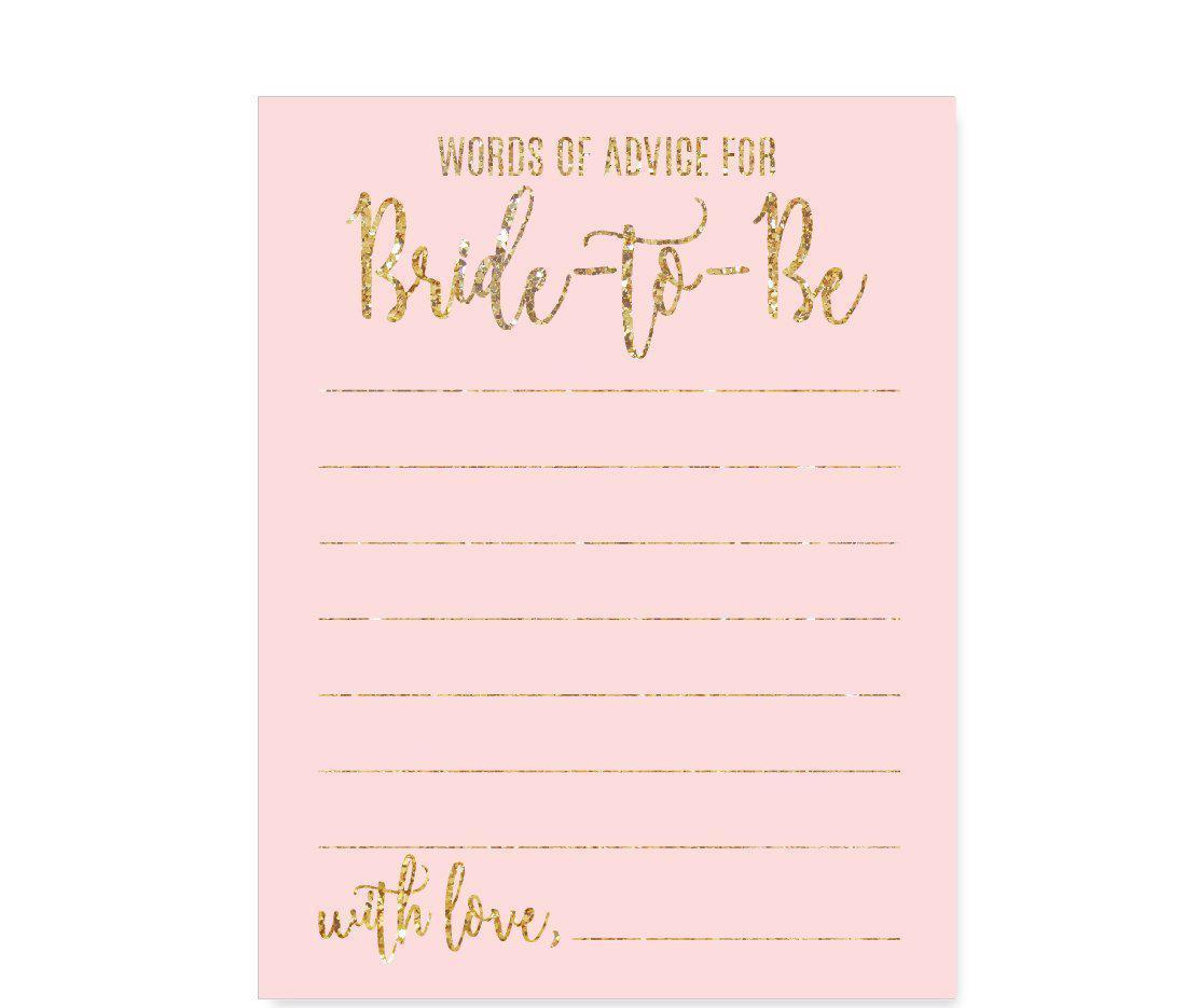 Blush Pink Gold Glitter Print Wedding Bridal Shower Game Cards-Set of 20-Andaz Press-What's In Your Purse?-