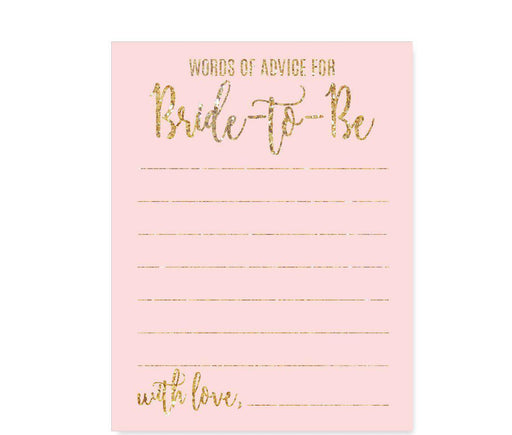 Blush Pink Gold Glitter Print Wedding Bridal Shower Game Cards-Set of 20-Andaz Press-What's In Your Purse?-